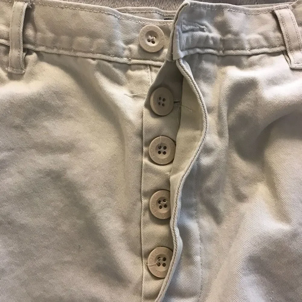 Polo Jeans Co Ralph Lauren Cargo Shorts Mens 33 Khaki Y2K Baggy Button Fly‎ READ